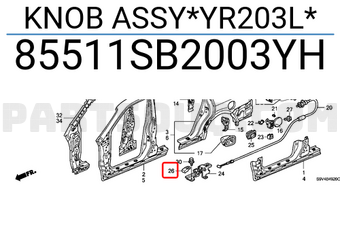 Honda 85511SB2003YH KNOB ASSY*YR203L*