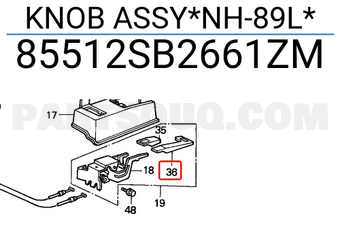 Honda 85512SB2661ZM KNOB ASSY*NH-89L*
