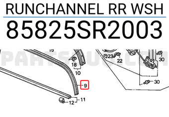 Honda 85825SR2003 RUNCHANNEL RR WSH