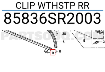 Honda 85836SR2003 CLIP WTHSTP RR