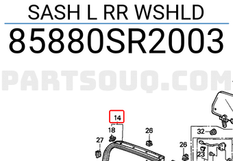 Honda 85880SR2003 SASH L RR WSHLD