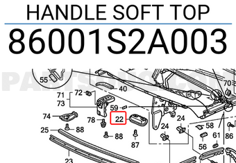 Honda 86001S2A003 HANDLE SOFT TOP