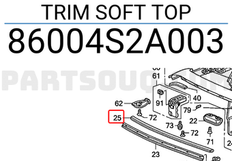 Honda 86004S2A003 TRIM SOFT TOP