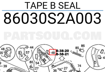 Honda 86030S2A003 TAPE B SEAL