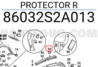 Honda 86032S2A013 PROTECTOR R