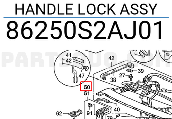 Honda 86250S2AJ01 HANDLE LOCK ASSY