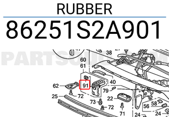 Honda 86251S2A901 RUBBER