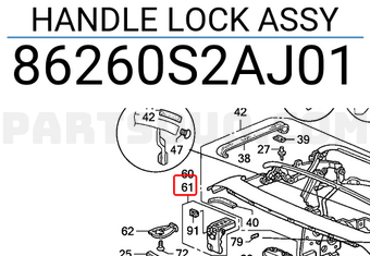 Honda 86260S2AJ01 HANDLE LOCK ASSY