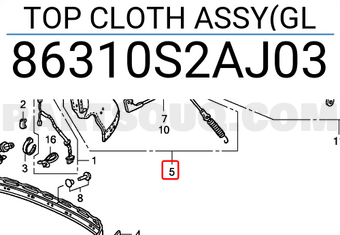 Honda 86310S2AJ03 TOP CLOTH ASSY(GL