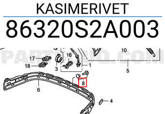 Honda 86320S2A003 KASIMERIVET