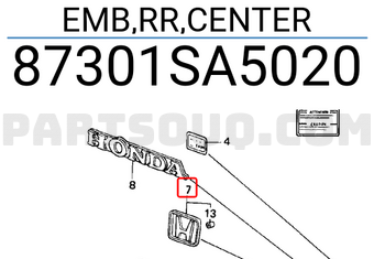 Honda 87301SA5020 EMB,RR,CENTER