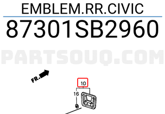 Honda 87301SB2960 EMBLEM.RR.CIVIC