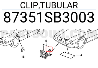 Honda 87351SB3003 CLIP,TUBULAR
