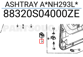 Honda 88320S04000ZE ASHTRAY A*NH293L*