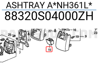 Honda 88320S04000ZH ASHTRAY A*NH361L*