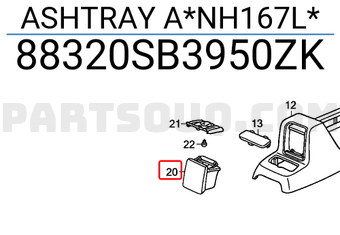 Honda 88320SB3950ZK ASHTRAY A*NH167L*