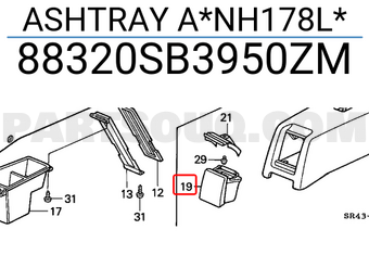 Honda 88320SB3950ZM ASHTRAY A*NH178L*