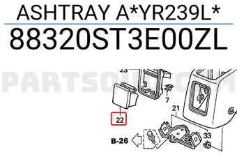 Honda 88320ST3E00ZL ASHTRAY A*YR239L*