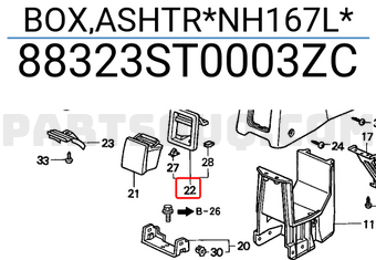 Honda 88323ST0003ZC BOX,ASHTR*NH167L*