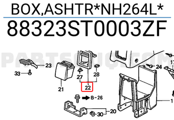 Honda 88323ST0003ZF BOX,ASHTR*NH264L*