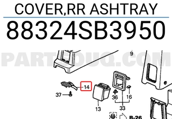 Honda 88324SB3950 COVER,RR ASHTRAY