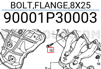 Honda 90001P30003 BOLT,FLANGE,8X25
