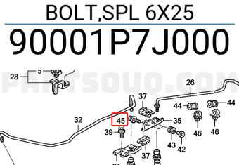 Honda 90001P7J000 BOLT,SPL 6X25