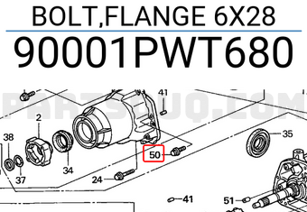 Honda 90001PWT680 BOLT,FLANGE 6X28