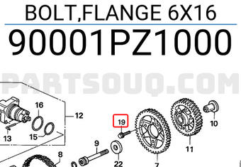Honda 90001PZ1000 BOLT,FLANGE 6X16