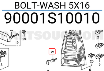 Honda 90001S10010 BOLT-WASH 5X16