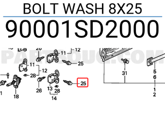 Honda 90001SD2000 BOLT WASH 8X25