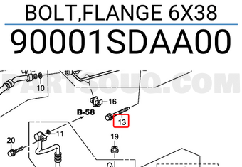 Honda 90001SDAA00 BOLT,FLANGE 6X38