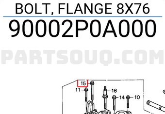 Honda 90002P0A000 BOLT, FLANGE 8X76