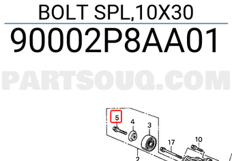 Honda 90002P8AA01 BOLT SPL,10X30
