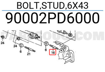 Honda 90002PD6000 BOLT,STUD,6X43