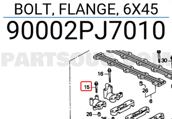 Honda 90002PJ7010 BOLT, FLANGE, 6X45