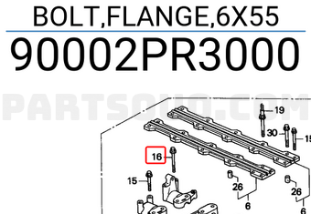 Honda 90002PR3000 BOLT,FLANGE,6X55