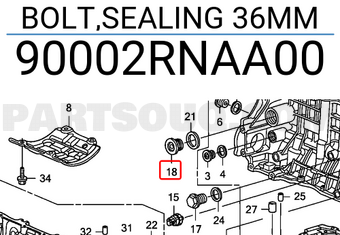 Honda 90002RNAA00 BOLT,SEALING 36MM