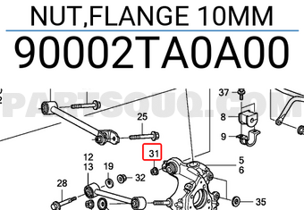 Honda 90002TA0A00 NUT,FLANGE 10MM