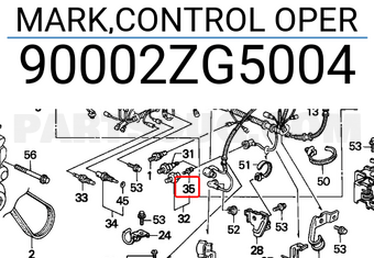 Honda 90002ZG5004 MARK,CONTROL OPER