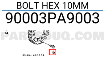 Honda 90003PA9003 BOLT HEX 10MM