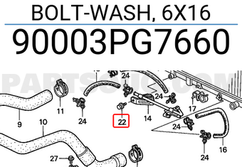 Honda 90003PG7660 BOLT-WASH, 6X16