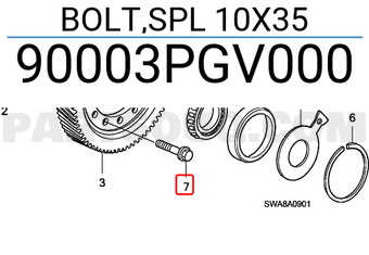 Honda 90003PGV000 BOLT,SPL 10X35