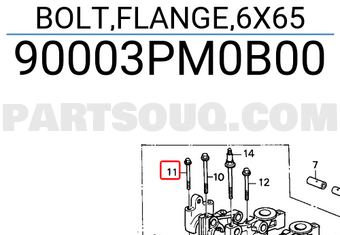 Honda 90003PM0B00 BOLT,FLANGE,6X65