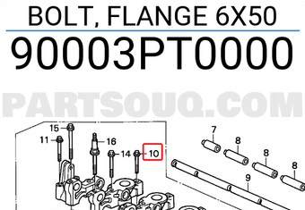 Honda 90003PT0000 BOLT, FLANGE 6X50