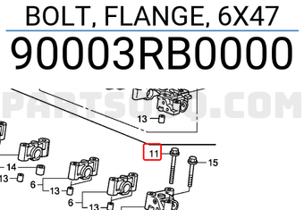 Honda 90003RB0000 BOLT, FLANGE, 6X47
