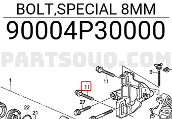 Honda 90004P30000 BOLT,SPECIAL 8MM