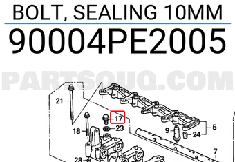 Honda 90004PE2005 BOLT, SEALING 10MM
