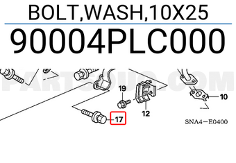 Honda 90004PLC000 BOLT,WASH,10X25