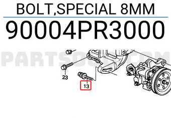 Honda 90004PR3000 BOLT,SPECIAL 8MM